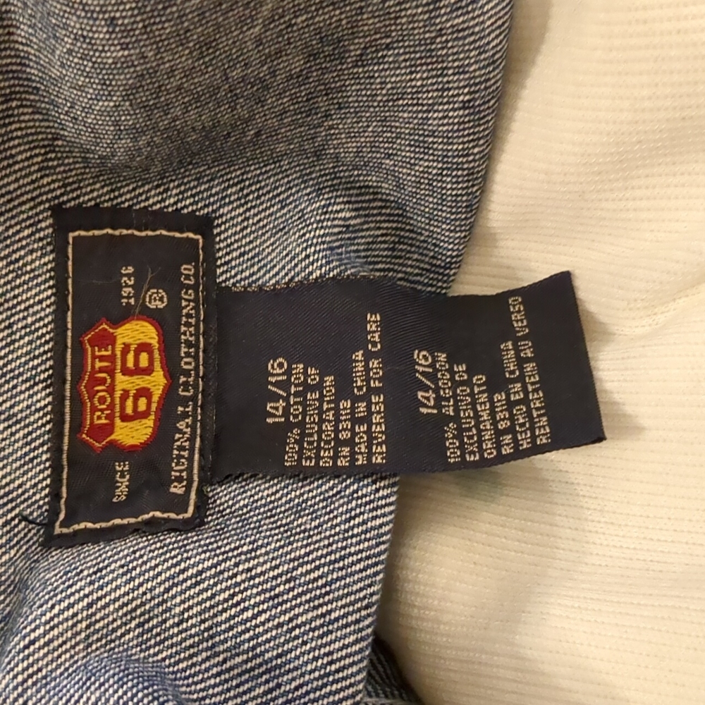 VINTAGE Route 66 Original Clothing Co. Girl's jean jacket with pink embr… - Picture 12 of 14